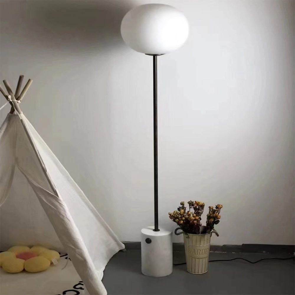 Retro Globe Glass Lampshade Marble Floor Lamp For Living Room -Homdiy