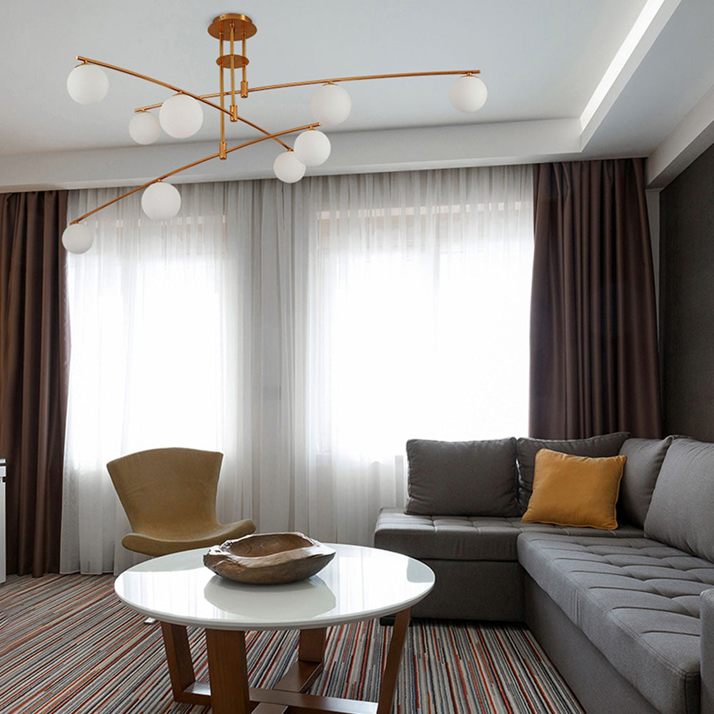 Modern Nordic Glass Ball Semi Flush Chandelier