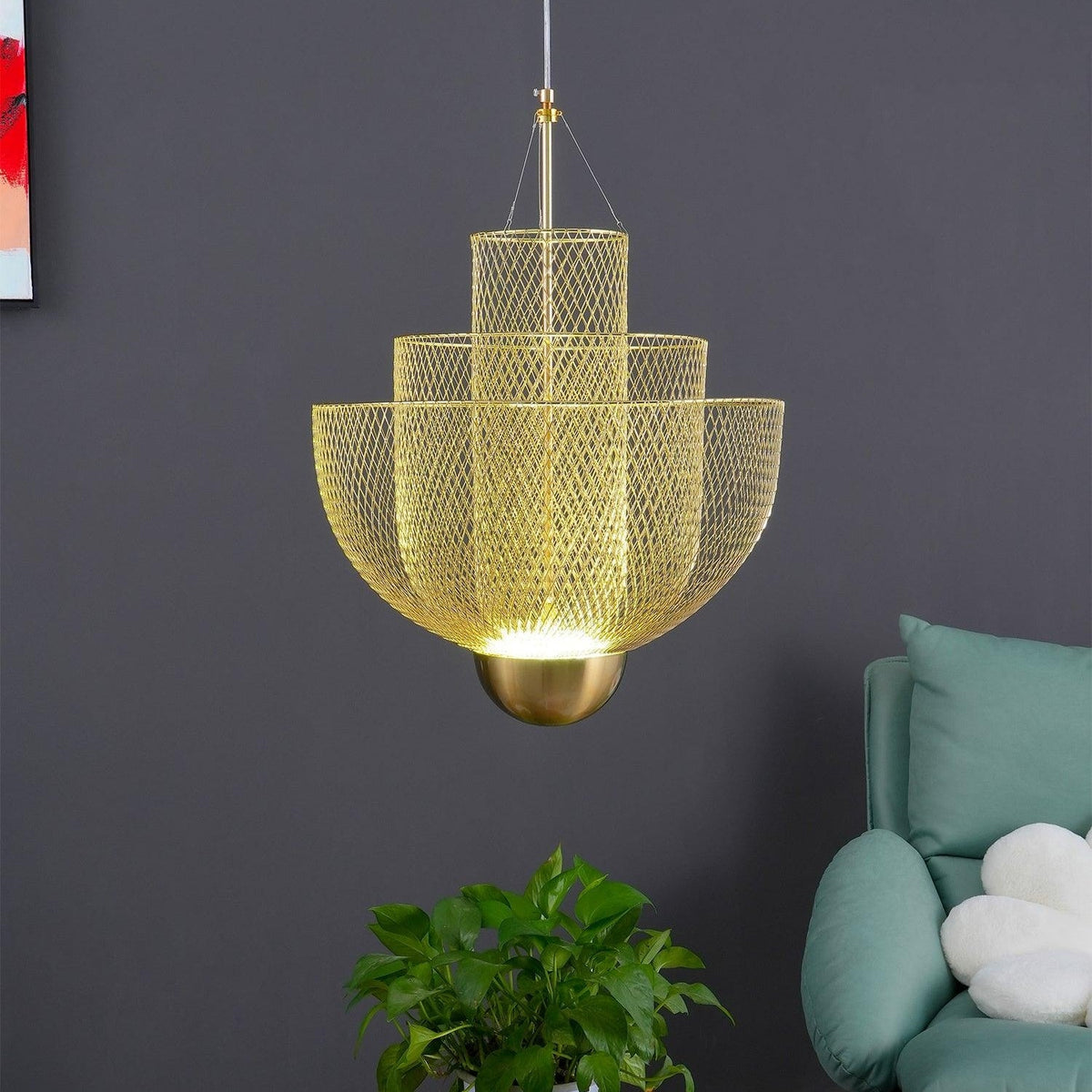Luxury Metal Grid Pendant Light -Homdiy
