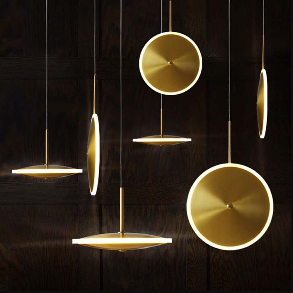 Modern Simple Gold Chandelier Ufo Model Restaurant Round Lamps -Lampsmodern