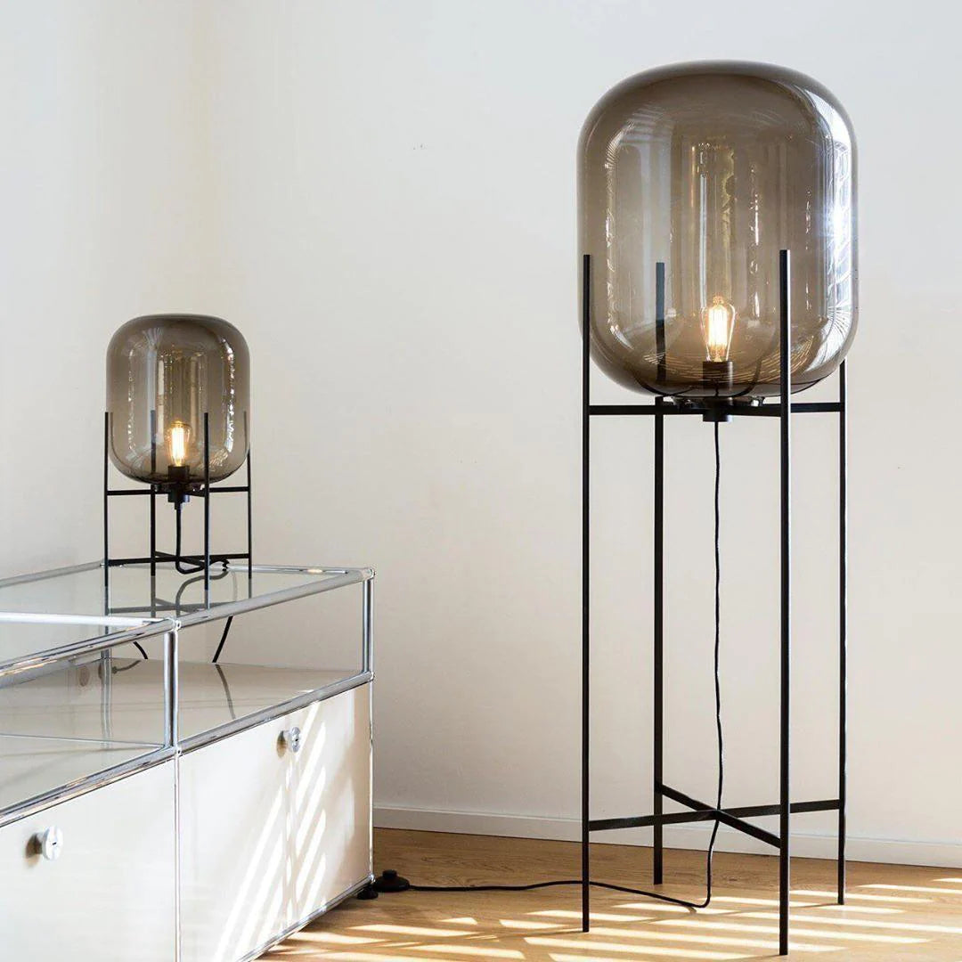 Art Designer Smoky Grey Glass Floor Lamp -Homdiy