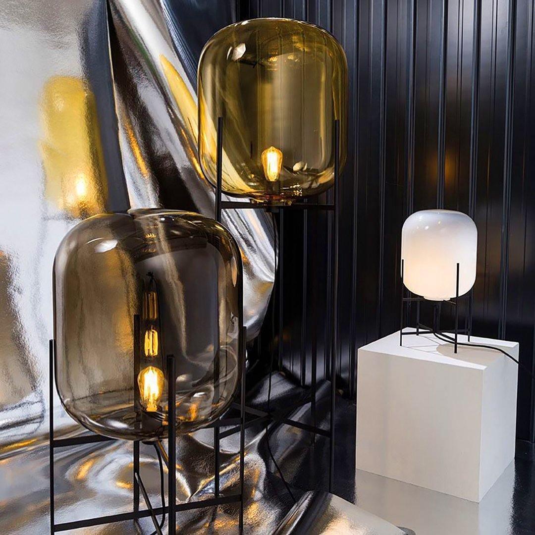 Art Designer Smoky Grey Glass Floor Lamp -Homdiy