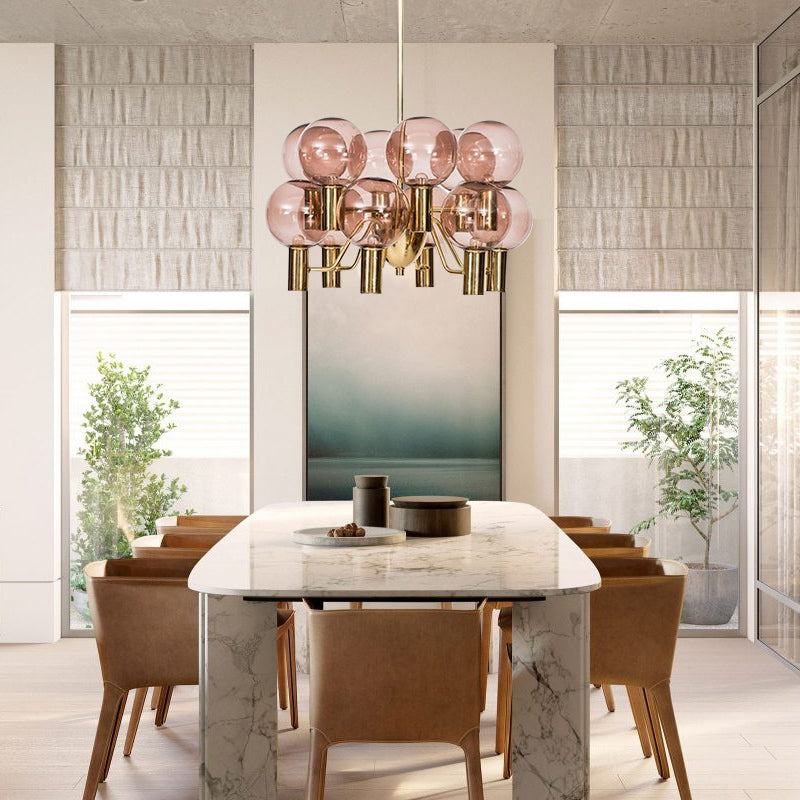 Modern Decorative Pink Glass 12 Bulbs Chandelier -Homdiy