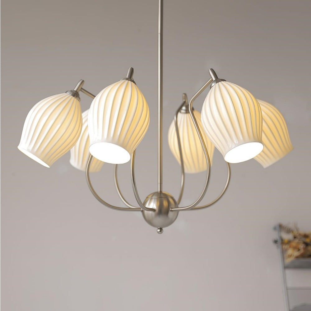 Modern Ceramic Ribbed Chandelier For Dining Room -Homdiy
