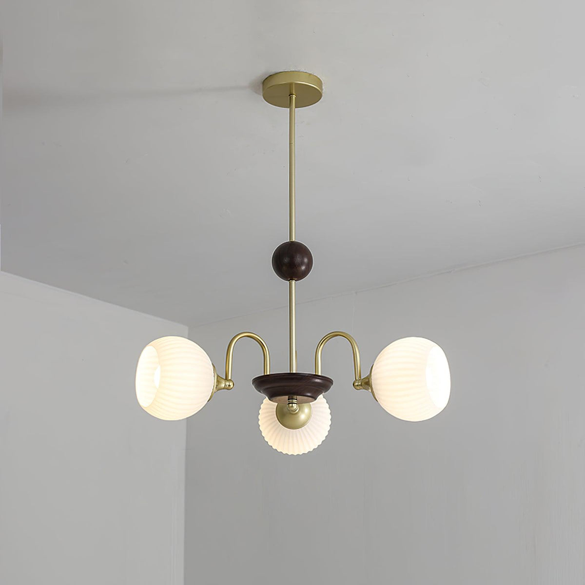 Modern Cream Glass Ribbed Chandelier -Homdiy