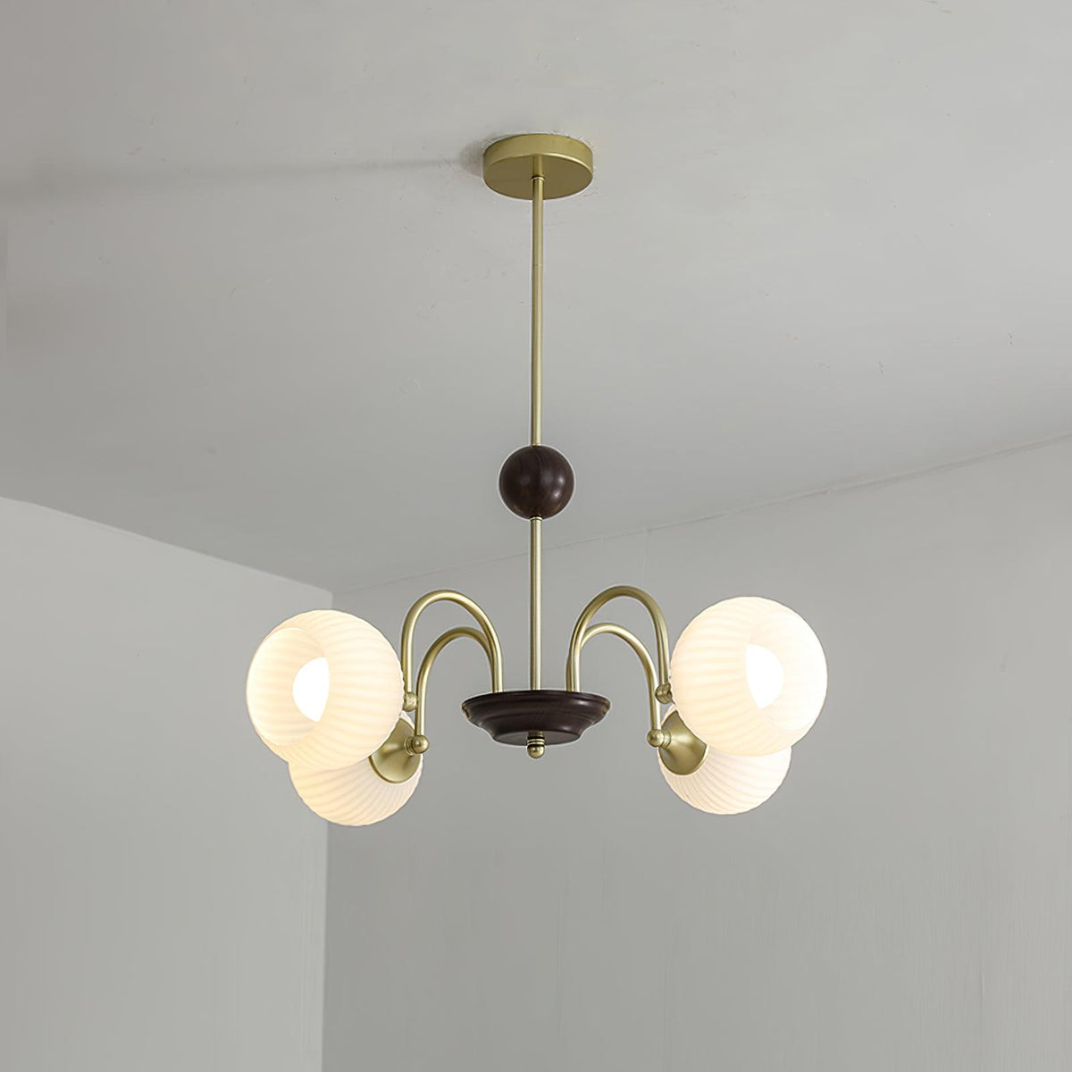 Modern Cream Glass Ribbed Chandelier -Homdiy