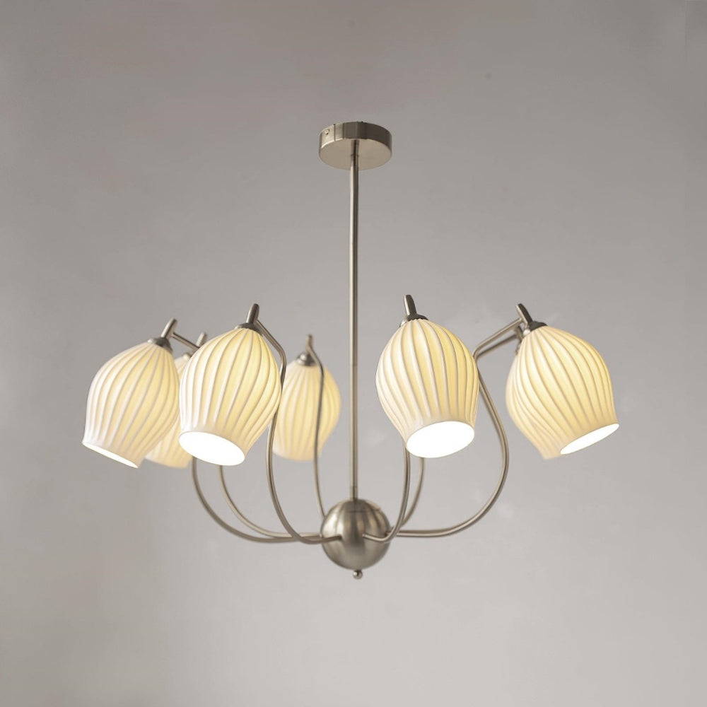 Modern Ceramic Ribbed Chandelier For Dining Room -Homdiy