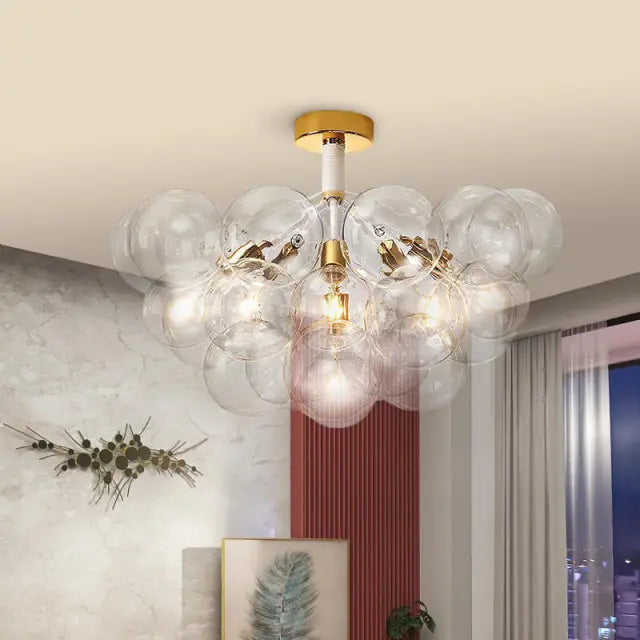 Modern Semi Flush Mount Ceiling Light Glass Bubble Chandelier