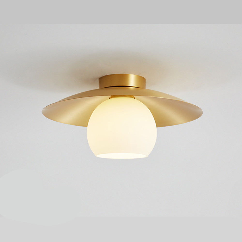 Brass Cap Gold Semi Flush Mount Ceiling Light