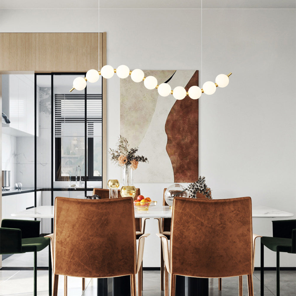 Minimalist White Ball Brass LED Pendant Light For Dining Room -Lampsmodern
