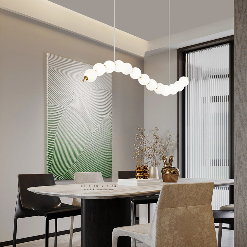 Minimalist White Ball Brass LED Pendant Light For Dining Room -Lampsmodern
