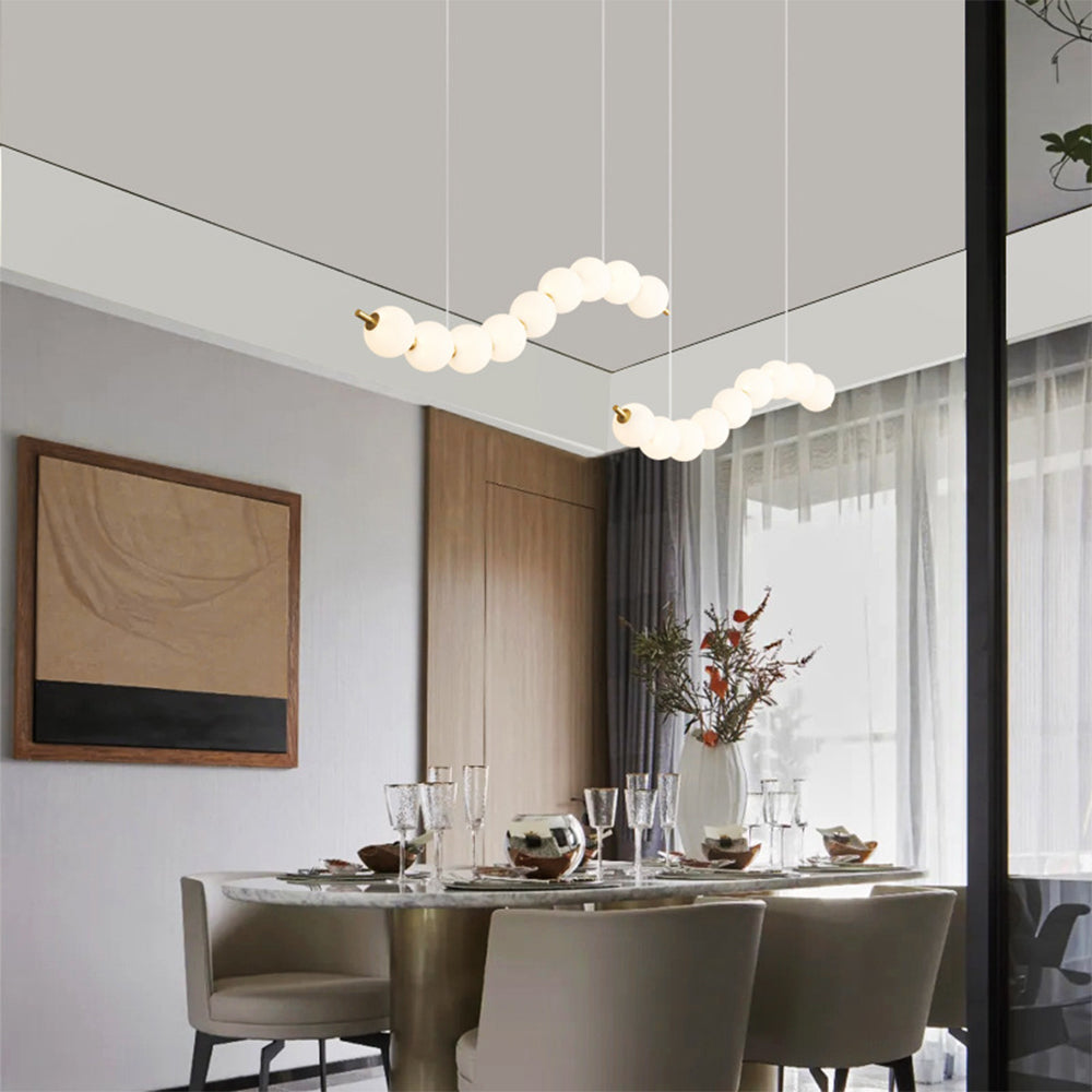 Minimalist White Ball Brass LED Pendant Light For Dining Room -Lampsmodern