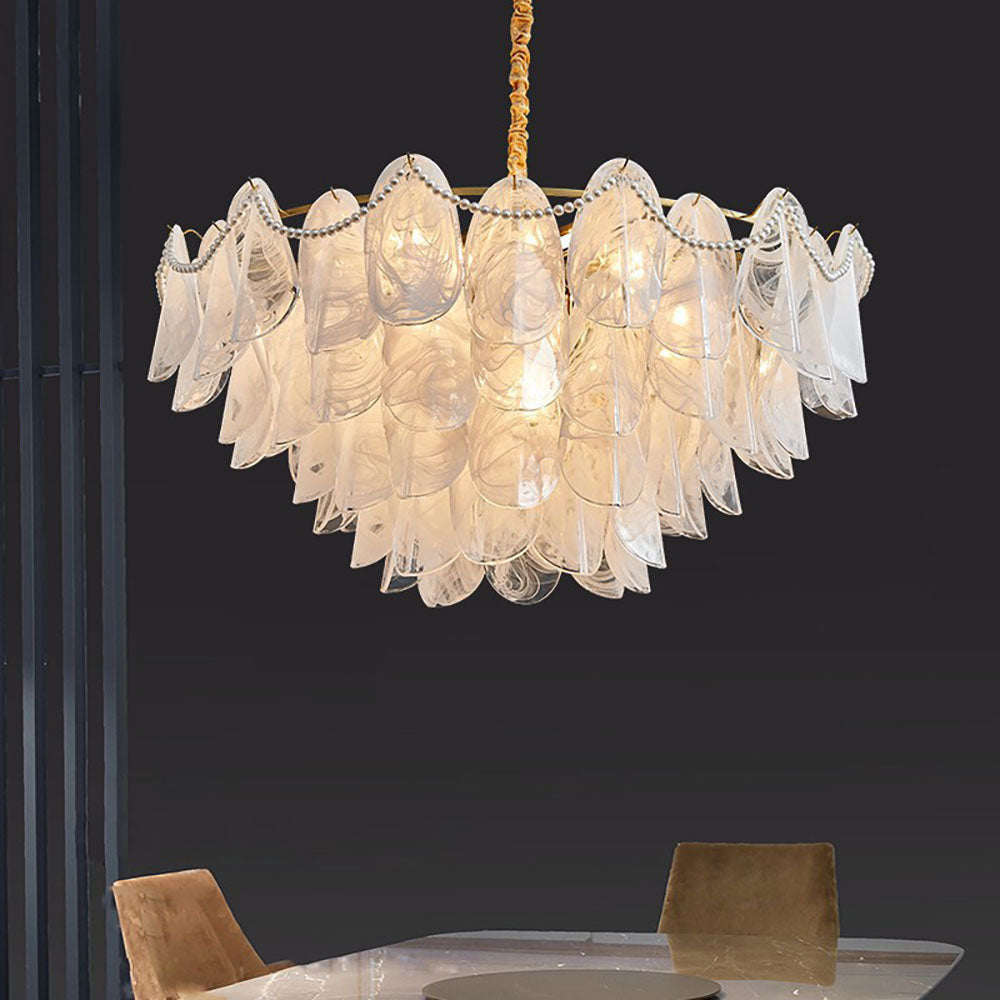 Contemporary Cloud-Inspired Frosted Glass Living Room Chandelier