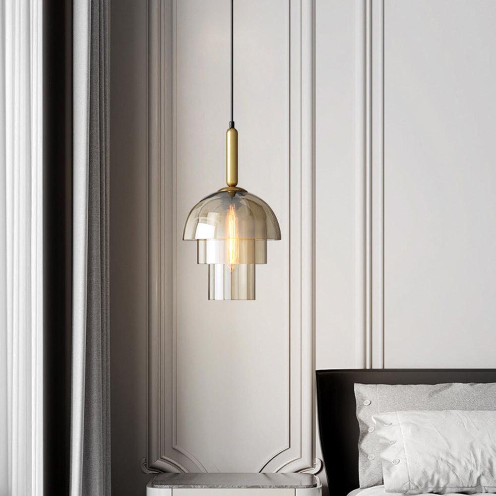 Modern Multi-Layer Glass Dome Hanging Light Fixture