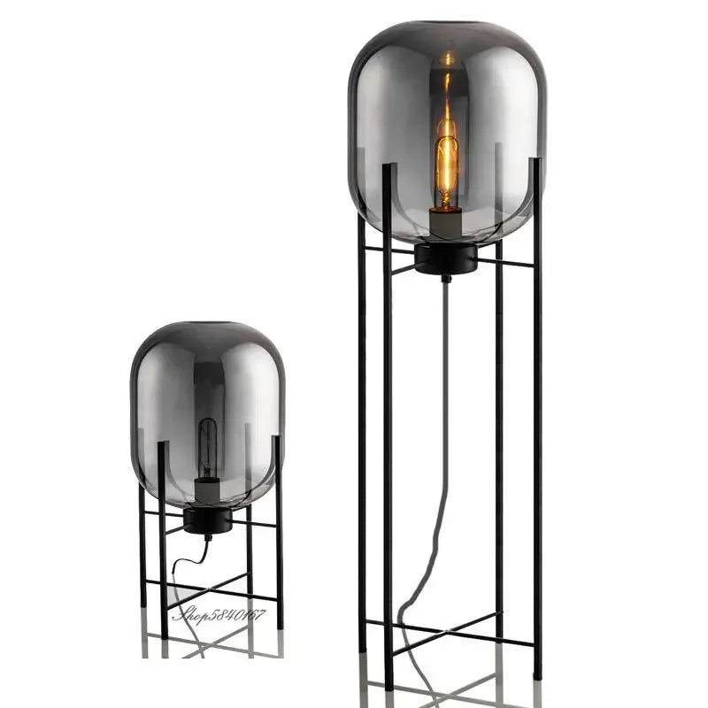 Art Designer Smoky Grey Glass Floor Lamp -Homdiy