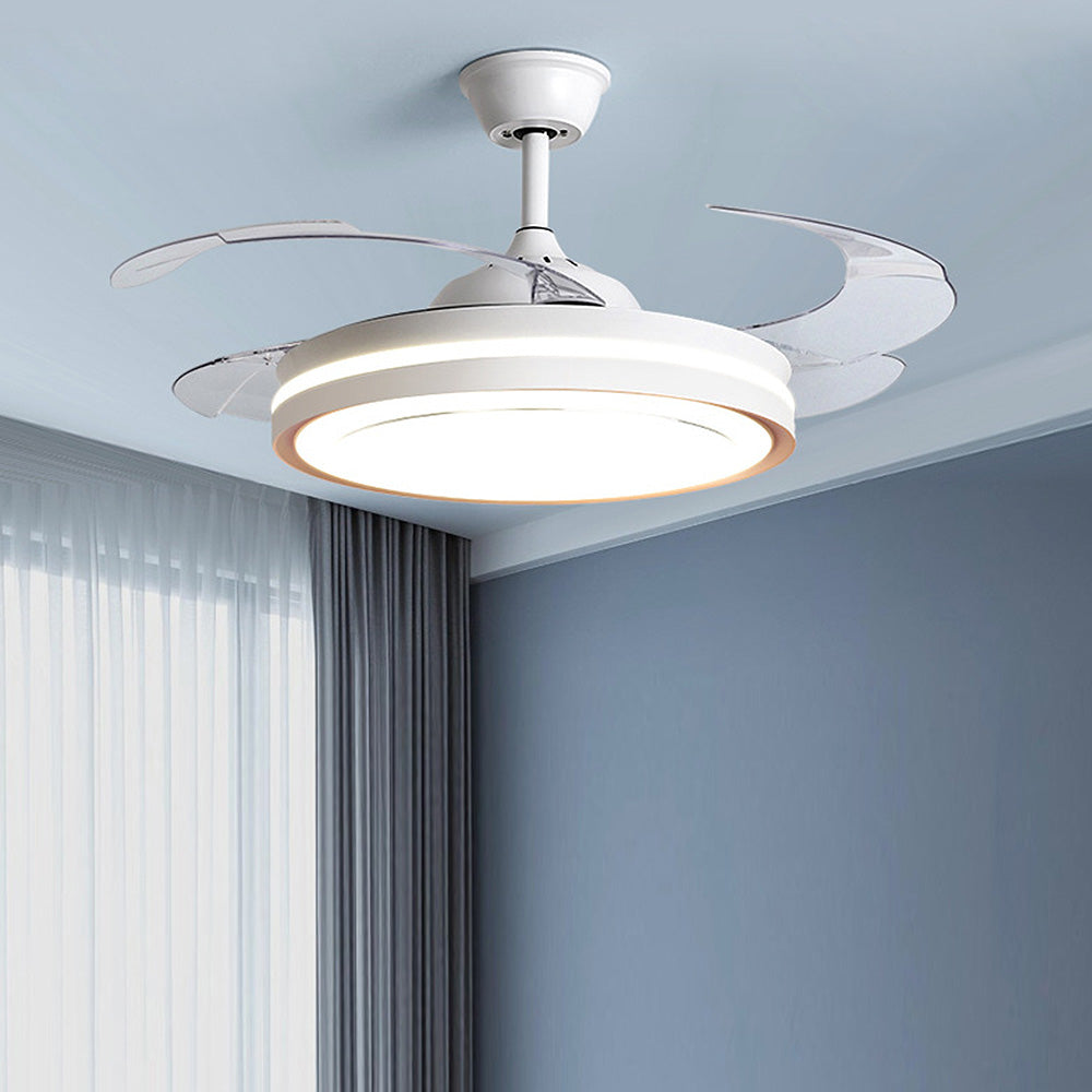 White Metal Remote Control Ceiling Fan With Light