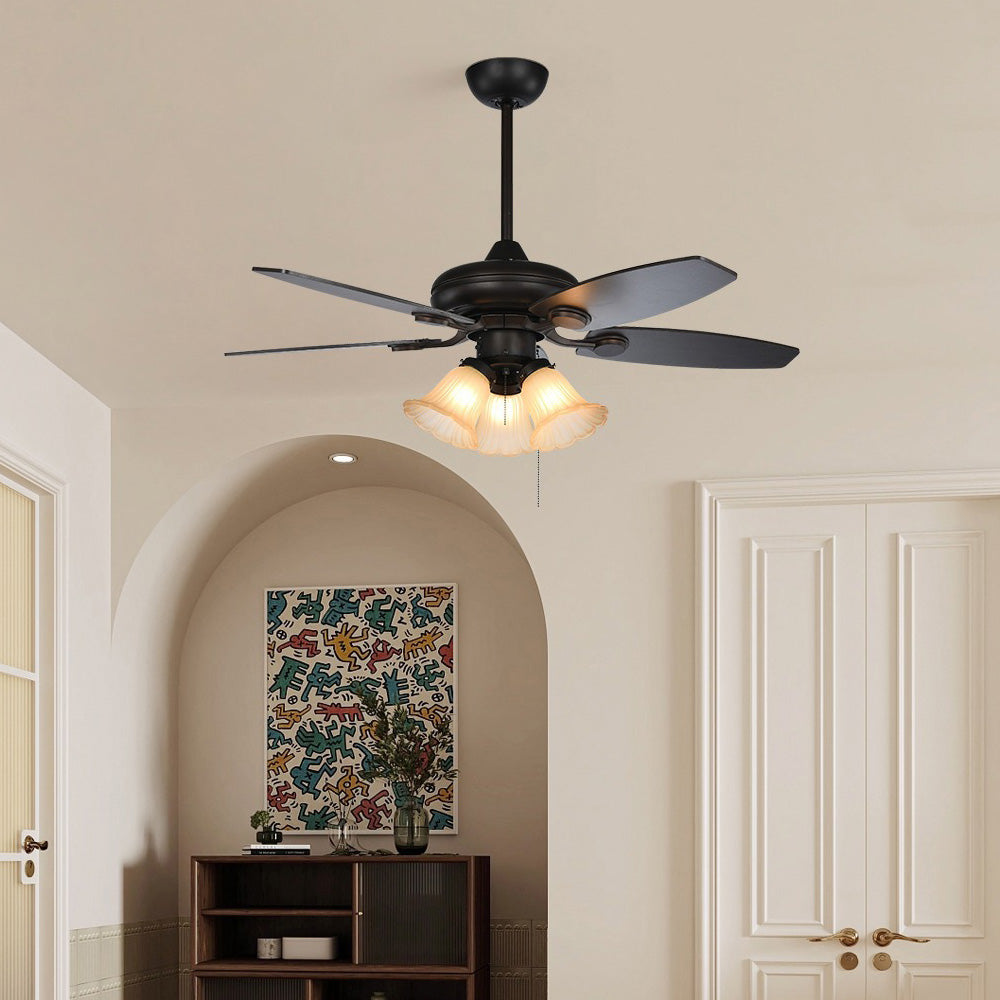 Contemporary Coffee Glass Ceiling Fans With Lights