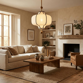 Lantern-shaped Fabric Pendant Lights for Living Room