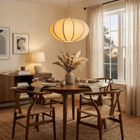 Natural Oval Fabric Pendant Lights for Living Room