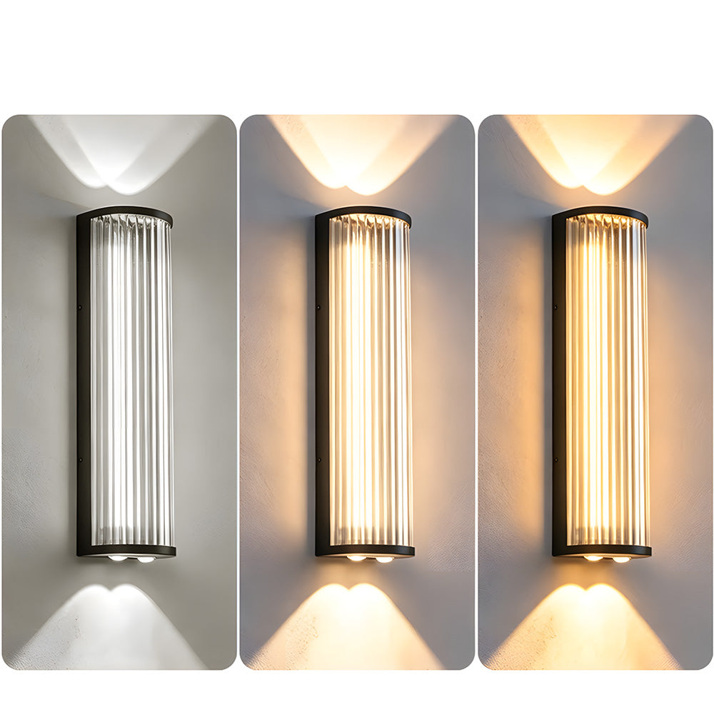 Modern Up and Down Glass Black Outdoor Wall Lights