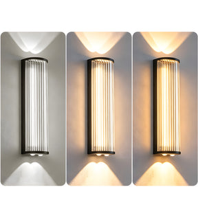 Modern Up and Down Glass Black Outdoor Wall Lights