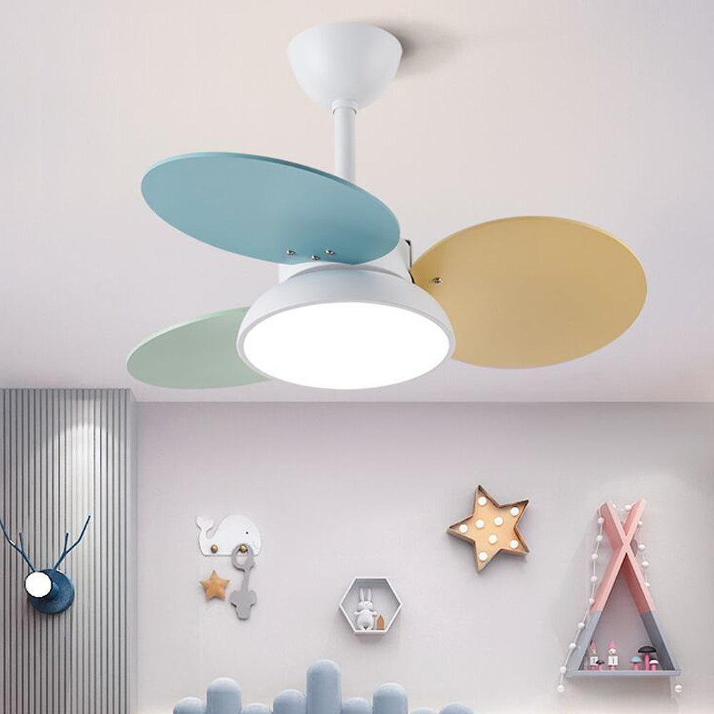 Macaron Colorful Round Ceiling Fan With LED Light