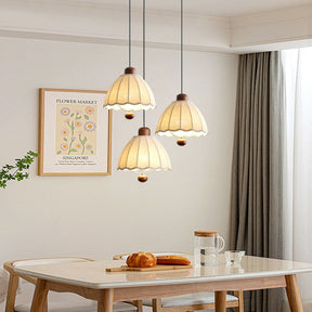 Cottage Scalloped Bell Fabric Pendant Lights for Dining Room
