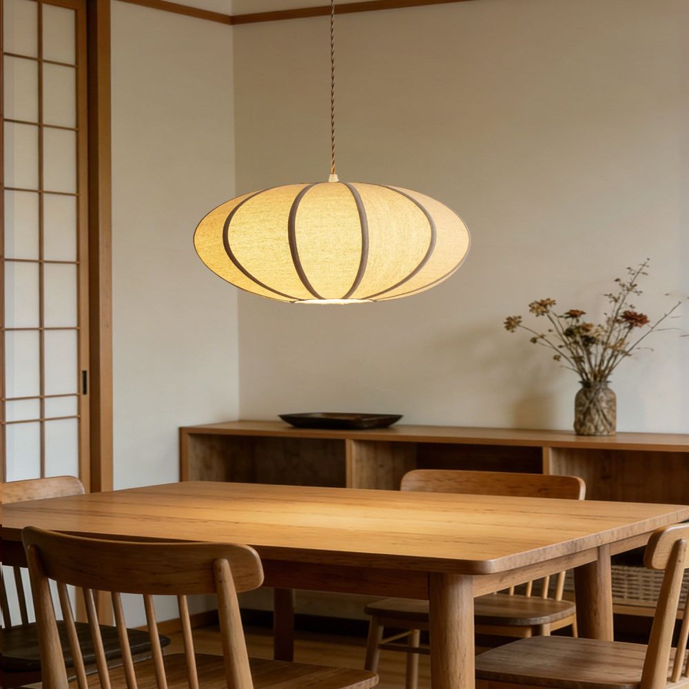 Natural Oval Fabric Pendant Lights for Living Room