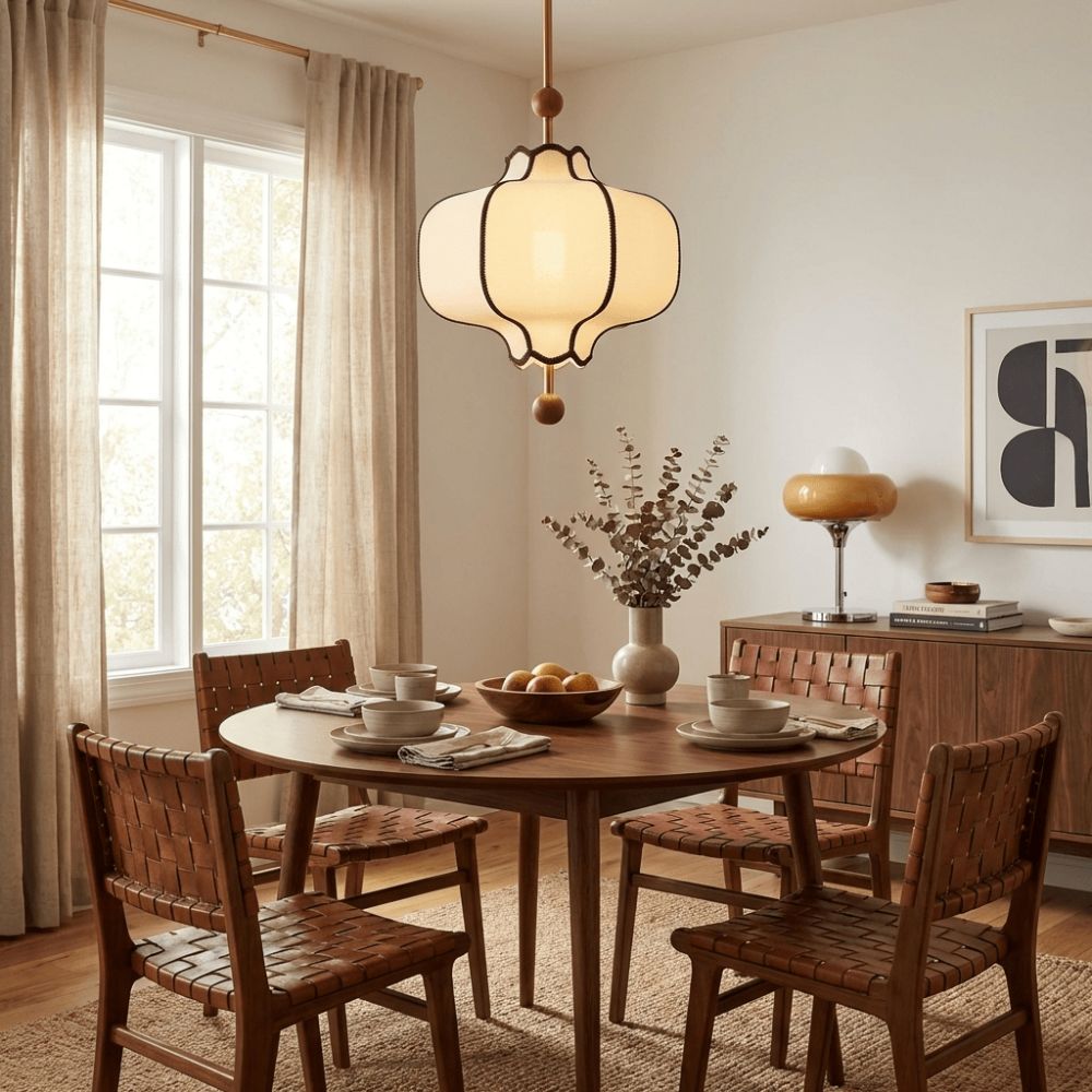 Lantern-shaped Fabric Pendant Lights for Living Room