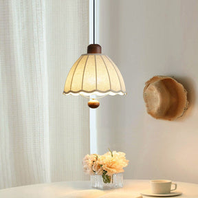 Cottage Scalloped Bell Fabric Pendant Lights for Dining Room