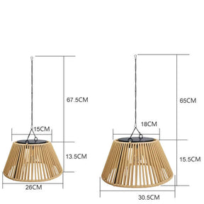 Vintage Rattan Pendant Light with Solar Hanging Lamp for Garden