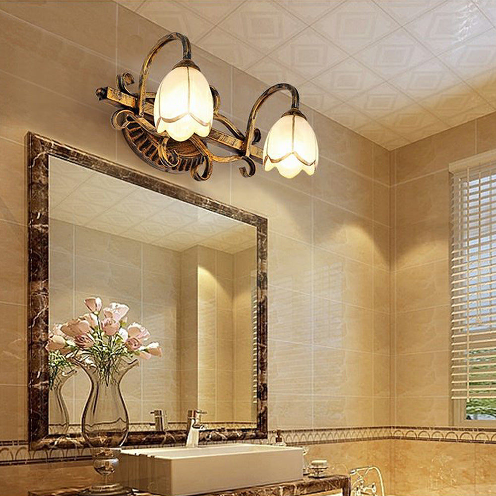 Vintage Flower Shape Gold Bathroom Vanity Wall Lighting