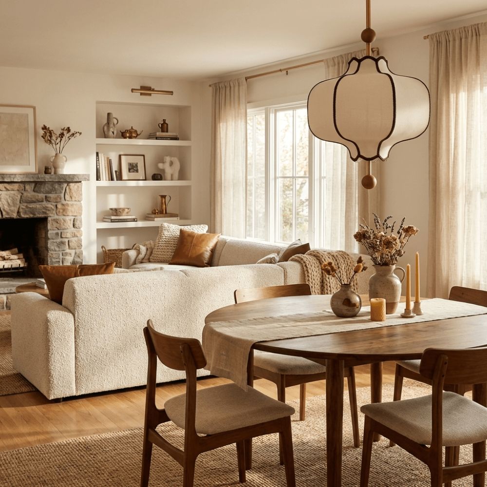 Lantern-shaped Fabric Pendant Lights for Living Room