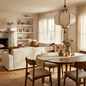 Lantern-shaped Fabric Pendant Lights for Living Room
