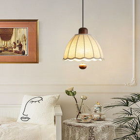 Cottage Scalloped Bell Fabric Pendant Lights for Dining Room