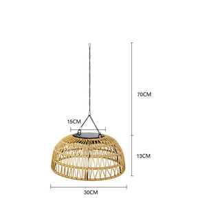 Vintage Dome Rattan Waterproof Solar Hanging Lamp for Garden