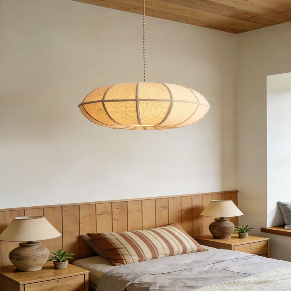 Natural Oval Fabric Pendant Lights for Living Room