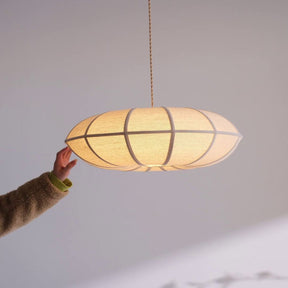 Natural Oval Fabric Pendant Lights for Living Room