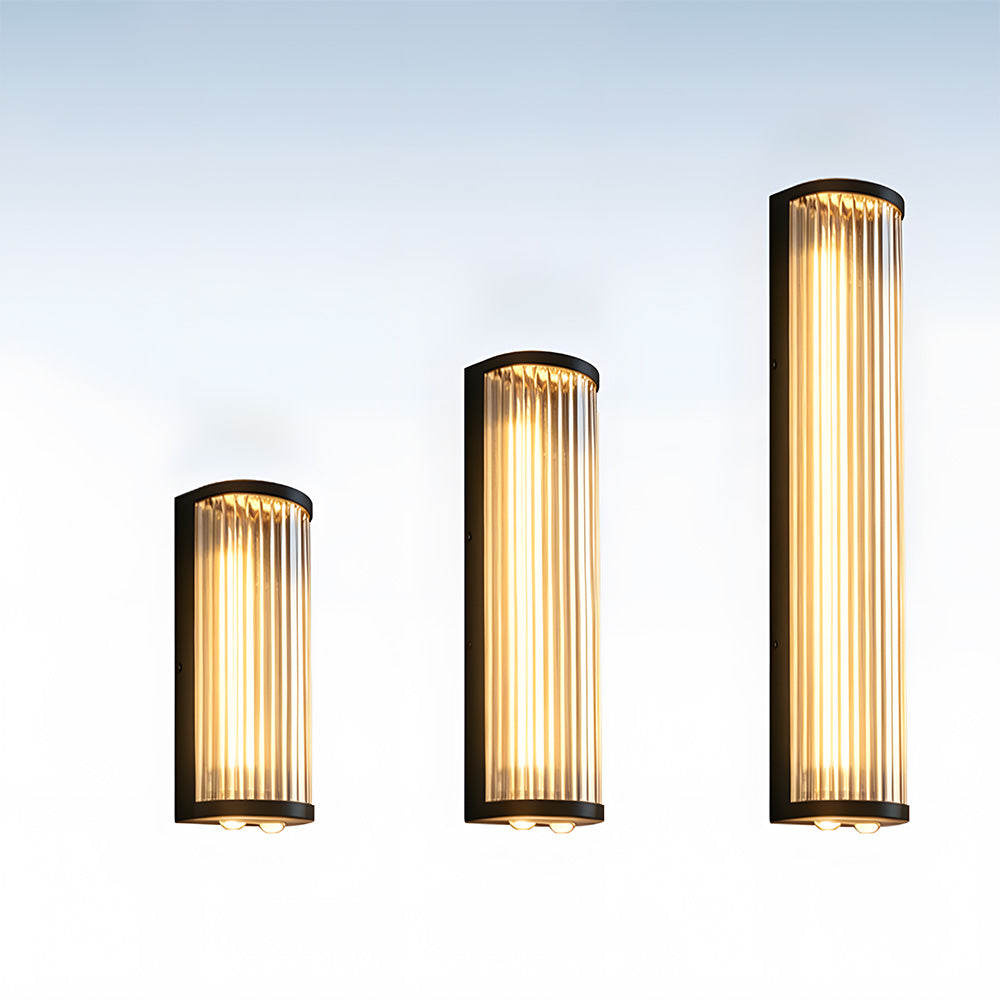 Modern Up and Down Glass Black Outdoor Wall Lights