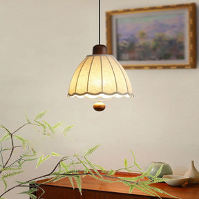 Cottage Scalloped Bell Fabric Pendant Lights for Dining Room