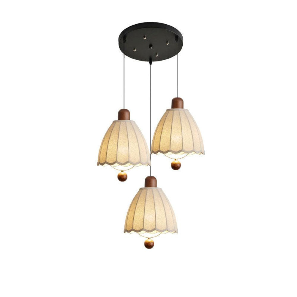 Cottage Scalloped Bell Fabric Pendant Lights for Dining Room