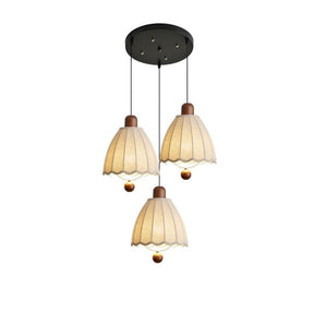 Cottage Scalloped Bell Fabric Pendant Lights for Dining Room