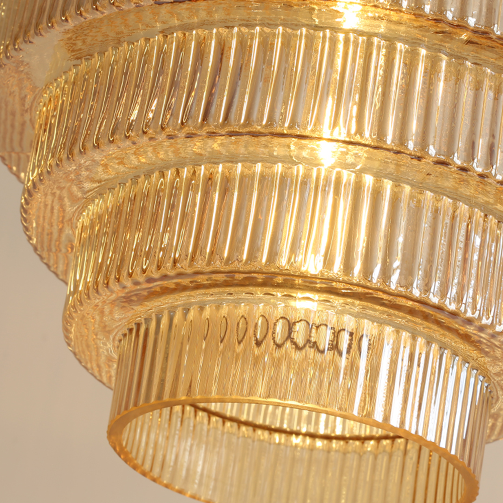 Antique Stripped Glass Brass Pendant Light