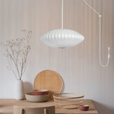 Mid-Century Silk Living Room White Pendant Light