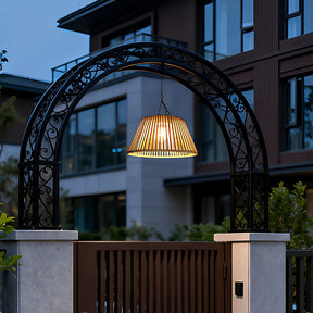 Vintage Rattan Pendant Light with Solar Hanging Lamp for Garden