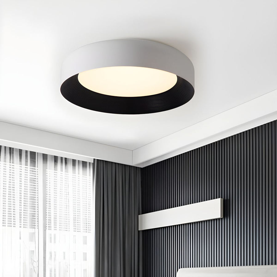 Modern Walnut Grain Flush Mount Ceiling Light – Double-Layer Round Ring Design, 19.7” Diameter, Warm Light, Perfect For Foyer, Kitchen & Living Room