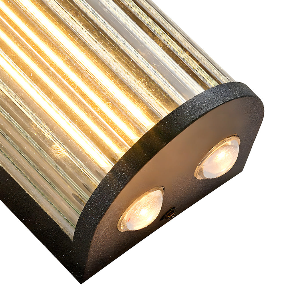 Modern Up and Down Glass Black Outdoor Wall Lights