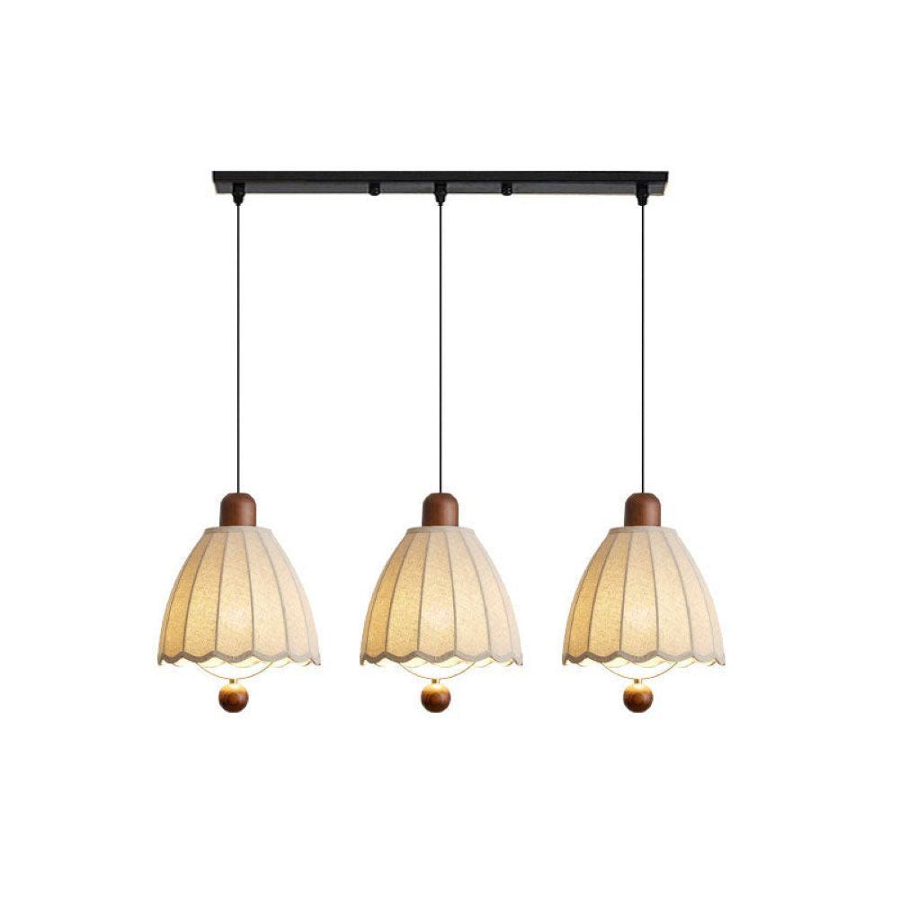 Cottage Scalloped Bell Fabric Pendant Lights for Dining Room