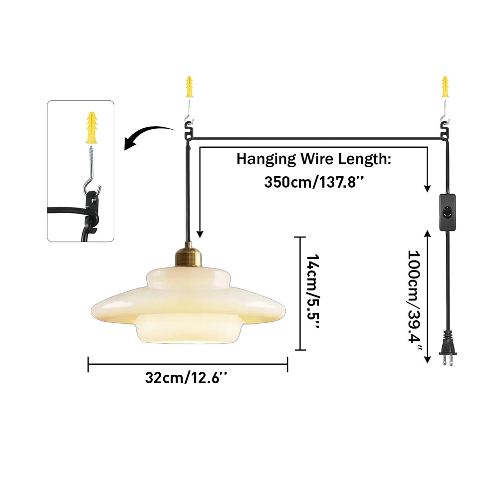 Nordic Milk Glass Plug-In Pendant Light for Kitchen Island