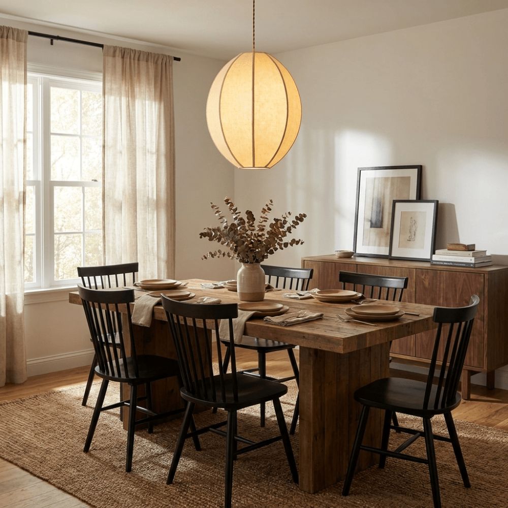 Natural Oval Fabric Pendant Lights for Living Room